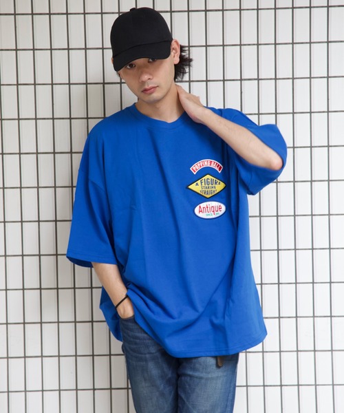 Bling Leads（ブリングリーズ）の「bling leads/ワッペン張付BIGクルーネックTシャツ（Tシャツ/カットソー・メンズ・ブルー/スミクロ/ロイヤルブルー/ホワイト/ダークグリーン・LARGE/MEDIUM）」の9枚目の写真