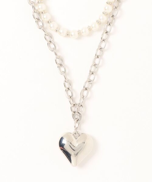 nemne store（ネンネストア）の「【accessory】ハート2連ネックレス（ネックレス・レディース・シルバー・フリー）」の5枚目の写真