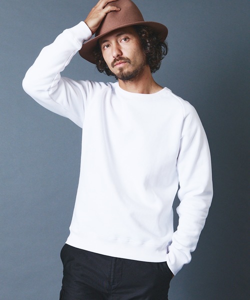 Magine（マージン）の「BACK BRASHED URAKE RAGLAN C/N L/S:裏毛裏起毛 ラグランクルーネック ロングスリーブ 22AW（スウェット・メンズ・ホワイト/ブラック/グレー/グレイッシュベージュ・44/46/48）」の2枚目の写真