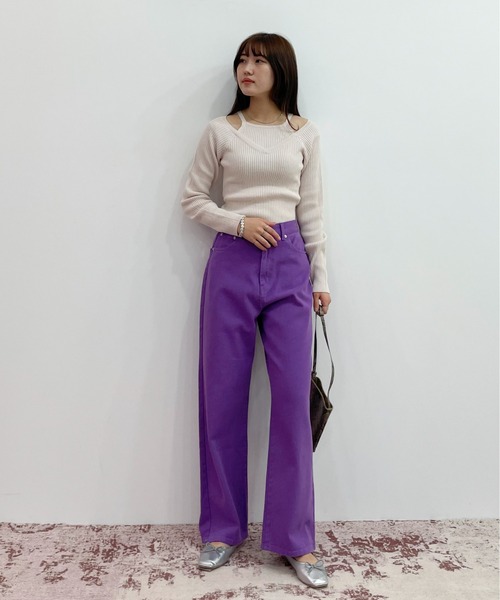 EPIMI E'PIMMY(エピミエピミー)の「キャミレイヤードライクニットプルオーバー(ニット/セーター・レディース・ブラック/オリーブ/アイボリー・MEDIUM)」の5枚目の写真