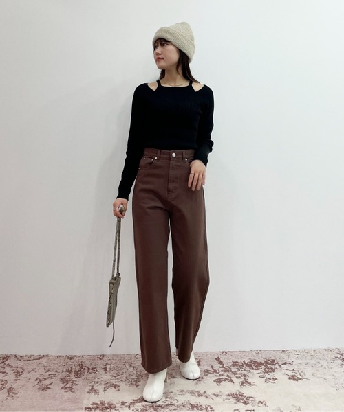 EPIMI E'PIMMY(エピミエピミー)の「キャミレイヤードライクニットプルオーバー(ニット/セーター・レディース・ブラック/オリーブ/アイボリー・MEDIUM)」の8枚目の写真