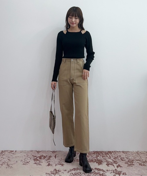 EPIMI E'PIMMY(エピミエピミー)の「キャミレイヤードライクニットプルオーバー(ニット/セーター・レディース・ブラック/オリーブ/アイボリー・MEDIUM)」の22枚目の写真