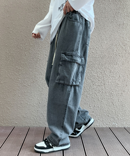 【セール】【neos -addictive design-】ルーズシルエット ビンテージウォッシュ カーゴ デニム パンツ（デニムパンツ）｜neos（ネオス）