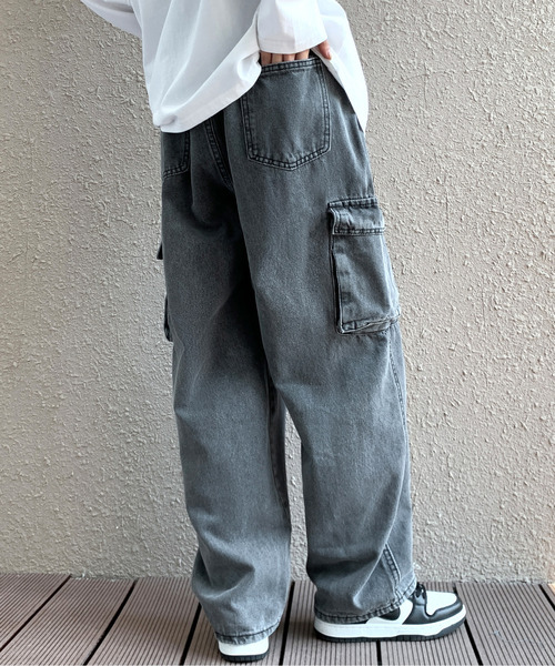 【セール】【neos -addictive design-】ルーズシルエット ビンテージウォッシュ カーゴ デニム パンツ（デニムパンツ）｜neos（ネオス）