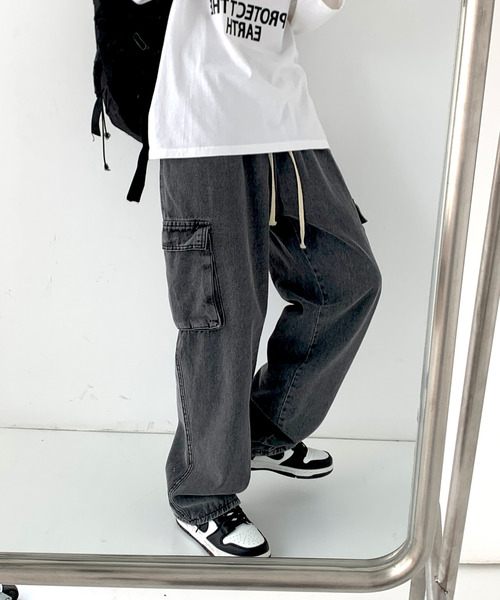 【セール】【neos -addictive design-】ルーズシルエット ビンテージウォッシュ カーゴ デニム パンツ（デニムパンツ）｜neos（ネオス）