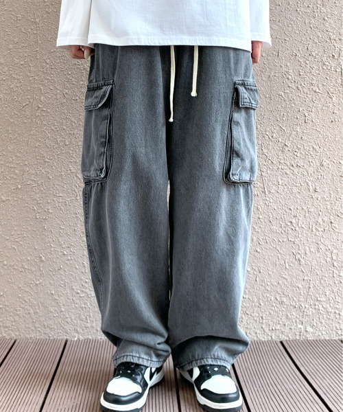 【セール】【neos -addictive design-】ルーズシルエット ビンテージウォッシュ カーゴ デニム パンツ（デニムパンツ）｜neos（ネオス）