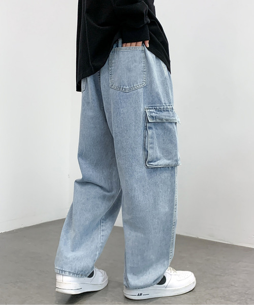 【セール】【neos -addictive design-】ルーズシルエット ビンテージウォッシュ カーゴ デニム パンツ（デニムパンツ）｜neos（ネオス）