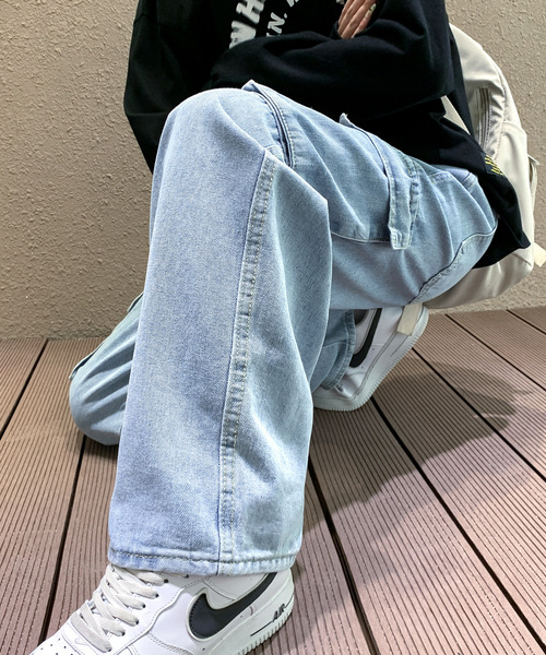 【セール】【neos -addictive design-】ルーズシルエット ビンテージウォッシュ カーゴ デニム パンツ（デニムパンツ）｜neos（ネオス）