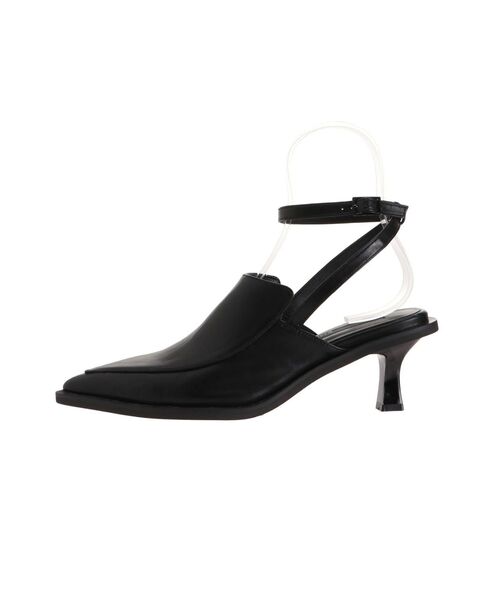 EMODA今期ブラック ポインテッドトゥ スリングバックミュール エモダ