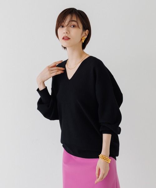 Rouge vif Anna(ルージュヴィフアンナ)の「スムースニットプルオーバー(ニット/セーター・レディース・ブラック/アイボリー/モカ・フリー)」の3枚目の写真