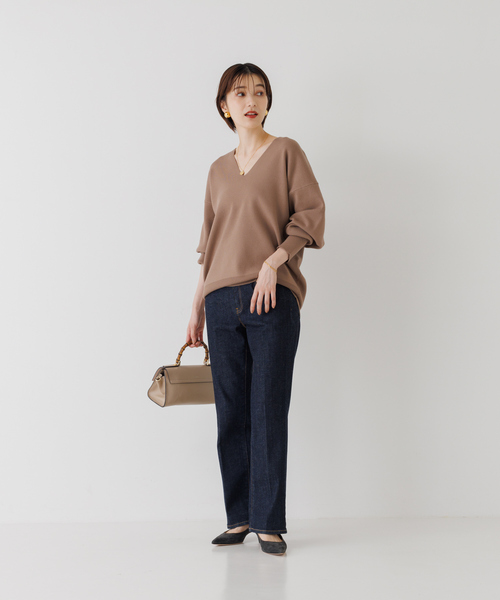 Rouge vif Anna(ルージュヴィフアンナ)の「スムースニットプルオーバー(ニット/セーター・レディース・ブラック/アイボリー/モカ・フリー)」の7枚目の写真