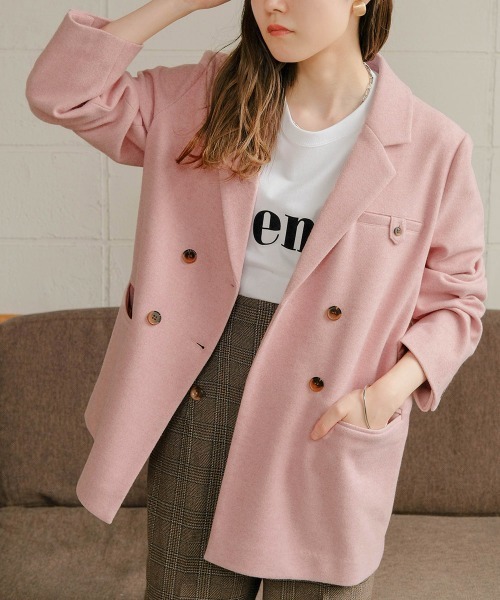 ウールライクストレッチジャケットベージュ Bab（バブ）の「ウールライクストレッチジャケット（テーラード