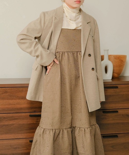 ウールライクストレッチジャケットベージュ Bab（バブ）の「ウールライクストレッチジャケット（テーラード