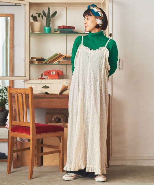 Dot＆Stripes CHILD WOMAN（ドットアンドストライプス　チャイルドウーマン）の「コットン/キュプラカットワーク伊吹染 キャミワンピース（ワンピース・レディース・アイボリー・FREE）」の9枚目の写真