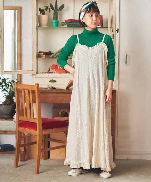 Dot＆Stripes CHILD WOMAN（ドットアンドストライプス　チャイルドウーマン）の「コットン/キュプラカットワーク伊吹染 キャミワンピース（ワンピース・レディース・アイボリー・FREE）」の8枚目の写真