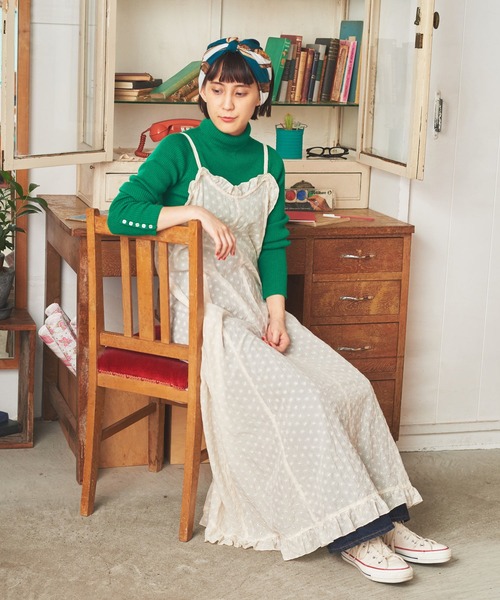Dot＆Stripes CHILD WOMAN（ドットアンドストライプス　チャイルドウーマン）の「コットン/キュプラカットワーク伊吹染 キャミワンピース（ワンピース・レディース・アイボリー・FREE）」の7枚目の写真