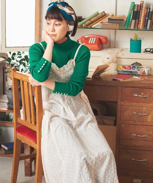 Dot＆Stripes CHILD WOMAN（ドットアンドストライプス　チャイルドウーマン）の「コットン/キュプラカットワーク伊吹染 キャミワンピース（ワンピース・レディース・アイボリー・FREE）」の6枚目の写真