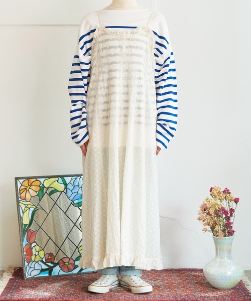 Dot＆Stripes CHILD WOMAN（ドットアンドストライプス　チャイルドウーマン）の「コットン/キュプラカットワーク伊吹染 キャミワンピース（ワンピース・レディース・アイボリー・FREE）」の20枚目の写真