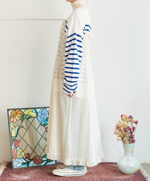 Dot＆Stripes CHILD WOMAN（ドットアンドストライプス　チャイルドウーマン）の「コットン/キュプラカットワーク伊吹染 キャミワンピース（ワンピース・レディース・アイボリー・FREE）」の21枚目の写真