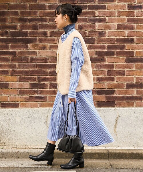 FREAK'S STORE（フリークスストア）の「【WEB限定】ボアショートリボンベスト（ベスト・レディース・ブラウン/ナチュラル・ﾌﾘ-）」の16枚目の写真