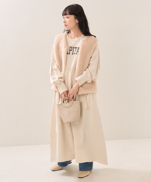 FREAK'S STORE（フリークスストア）の「【WEB限定】ボアショートリボンベスト（ベスト・レディース・ブラウン/ナチュラル・ﾌﾘ-）」の4枚目の写真