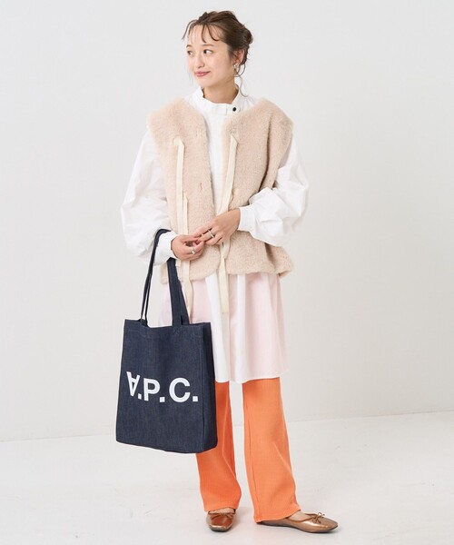 FREAK'S STORE（フリークスストア）の「【WEB限定】ボアショートリボンベスト（ベスト・レディース・ブラウン/ナチュラル・ﾌﾘ-）」の20枚目の写真