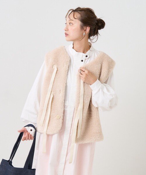 FREAK'S STORE（フリークスストア）の「【WEB限定】ボアショートリボンベスト（ベスト・レディース・ブラウン/ナチュラル・ﾌﾘ-）」の22枚目の写真