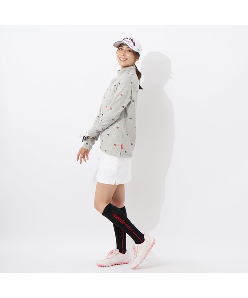 marie claire(マリ・クレール)の「marie claire GOLF/マリクレール ゴルフ ジップハイネックシャツ 長袖 ハーフジップ 裏シャギー 飛び柄 UVカット Tシャツ 防寒 保温 レディース(Tシャツ/カットソー・レディース・ネイビー/オフホワイト/グレー/ブルー・LL/3L/L/M)」の18枚目の写真