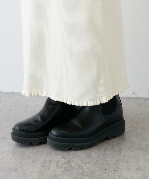 PUAL CE CIN（ピュアルセシン）の「リブニットスカート（スカート・レディース・ブラック/オフホワイト/グレイッシュベージュ・FREE）」の8枚目の写真