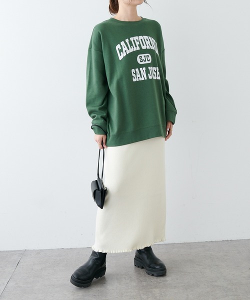 PUAL CE CIN（ピュアルセシン）の「リブニットスカート（スカート・レディース・ブラック/オフホワイト/グレイッシュベージュ・FREE）」の12枚目の写真