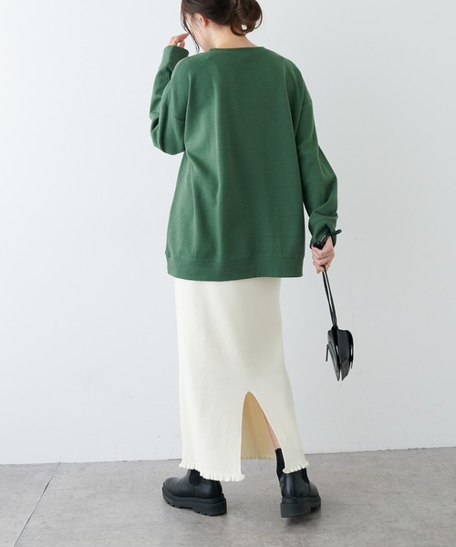 PUAL CE CIN（ピュアルセシン）の「リブニットスカート（スカート・レディース・ブラック/オフホワイト/グレイッシュベージュ・FREE）」の13枚目の写真