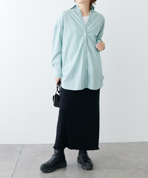 PUAL CE CIN（ピュアルセシン）の「リブニットスカート（スカート・レディース・ブラック/オフホワイト/グレイッシュベージュ・FREE）」の19枚目の写真