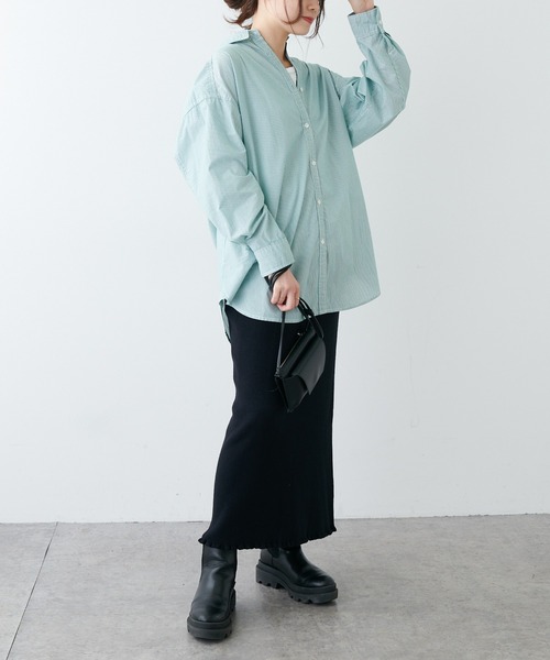 PUAL CE CIN（ピュアルセシン）の「リブニットスカート（スカート・レディース・ブラック/オフホワイト/グレイッシュベージュ・FREE）」の20枚目の写真