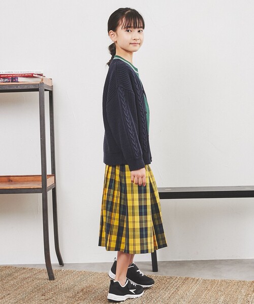 coen（コーエン）の「[洗える]アランケーブルニットVネックカーディガン（カーディガン/ボレロ・キッズ・ネイビー/レッド/オフホワイト・110/130/150）」の8枚目の写真