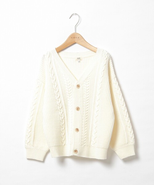 coen（コーエン）の「[洗える]アランケーブルニットVネックカーディガン（カーディガン/ボレロ・キッズ・ネイビー/レッド/オフホワイト・110/130/150）」の20枚目の写真