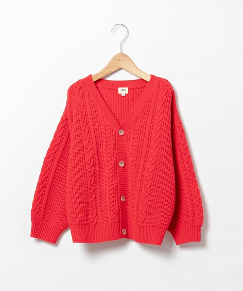 coen（コーエン）の「[洗える]アランケーブルニットVネックカーディガン（カーディガン/ボレロ・キッズ・ネイビー/レッド/オフホワイト・110/130/150）」の21枚目の写真