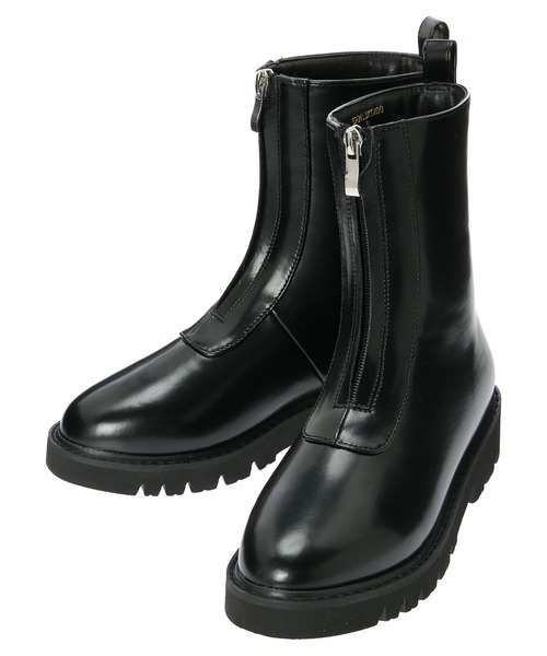 Green　Parks（グリーンパークス）の「・rich blue フロントZIPショートブーツ＊（ブーツ・レディース・ブラック・LL/S/M/L）」の5枚目の写真