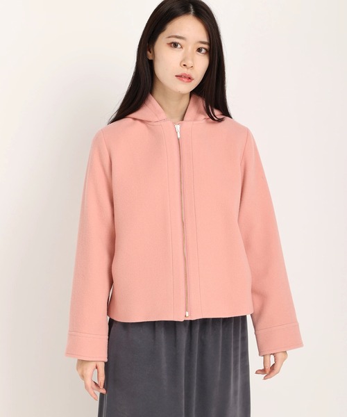 UNIVERVAL MUSE（ユニバーバル ミューズ）の「ラムウールメルトン　ショートコート（その他アウター・レディース・ネイビー/ピンク/ライトベージュ・2）」の4枚目の写真