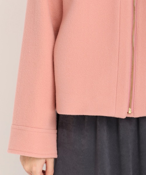 UNIVERVAL MUSE（ユニバーバル ミューズ）の「ラムウールメルトン　ショートコート（その他アウター・レディース・ネイビー/ピンク/ライトベージュ・2）」の10枚目の写真