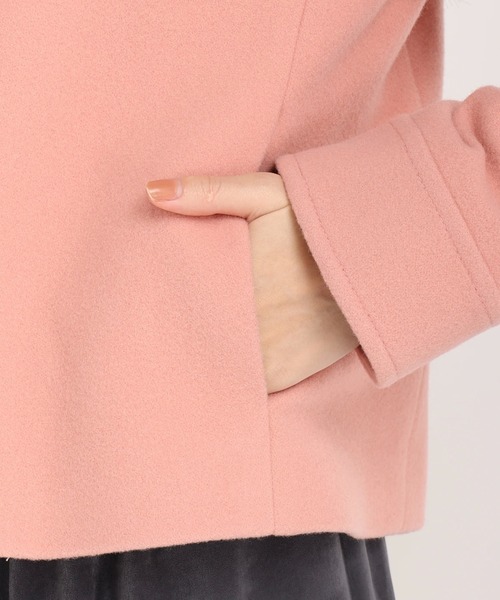 UNIVERVAL MUSE（ユニバーバル ミューズ）の「ラムウールメルトン　ショートコート（その他アウター・レディース・ネイビー/ピンク/ライトベージュ・2）」の11枚目の写真
