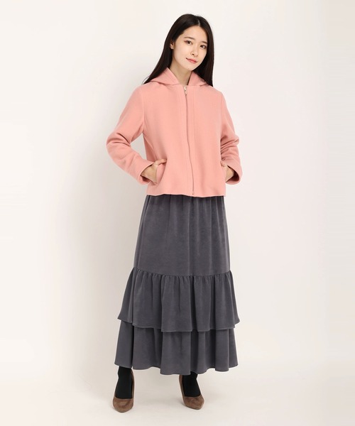 UNIVERVAL MUSE（ユニバーバル ミューズ）の「ラムウールメルトン　ショートコート（その他アウター・レディース・ネイビー/ピンク/ライトベージュ・2）」の13枚目の写真