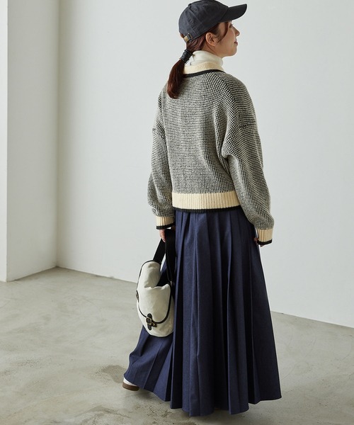 セール】【forksy.】ジャガードニット襟付きカーディガン