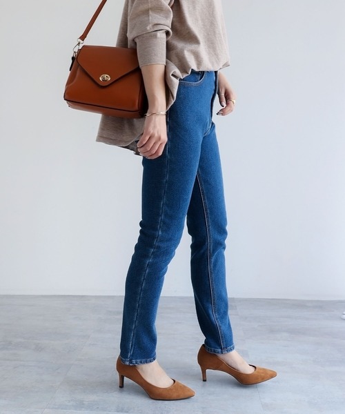 andme（アンドミー）の「裏起毛ストレッチデニムスキニーパンツ（デニムパンツ・レディース・ライトブルー/ブラック/ブルー・S/M/L）」の3枚目の写真