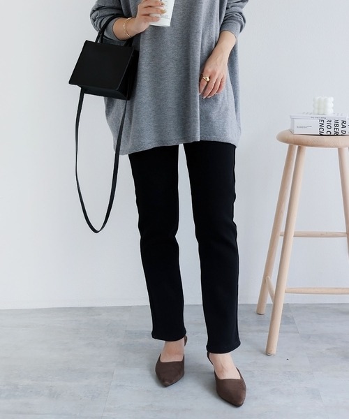 andme（アンドミー）の「裏起毛ストレッチデニムスキニーパンツ（デニムパンツ・レディース・ライトブルー/ブラック/ブルー・S/M/L）」の2枚目の写真