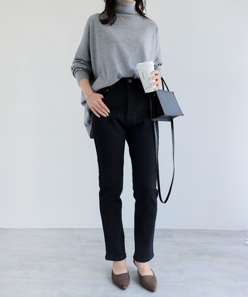 andme（アンドミー）の「裏起毛ストレッチデニムスキニーパンツ（デニムパンツ・レディース・ライトブルー/ブラック/ブルー・S/M/L）」の5枚目の写真