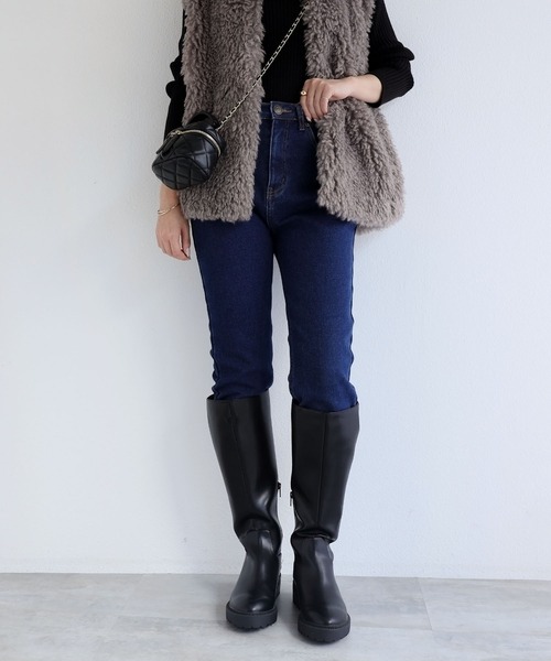 andme（アンドミー）の「裏起毛ストレッチデニムスキニーパンツ（デニムパンツ・レディース・ライトブルー/ブラック/ブルー・S/M/L）」の13枚目の写真