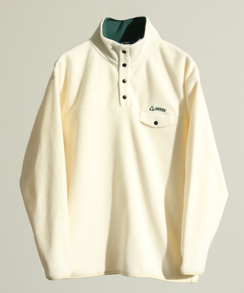 GERRY（ジェリー）の「【GERRY/ジェリー】ワンポイントロゴ刺繍 ボアフリースハーフスナッププルオーバー（ブルゾン・メンズ・ブルー/アイボリー/ブラック/グリーン/オレンジ・M/L/LL）」の2枚目の写真