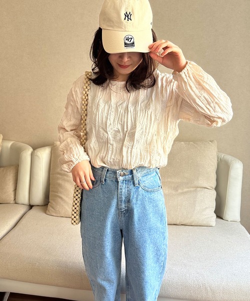 Isn't She?(イズントシー)の「クリンクルトップス(Tシャツ/カットソー・レディース・アイボリー/グリーン・FREE)」の14枚目の写真