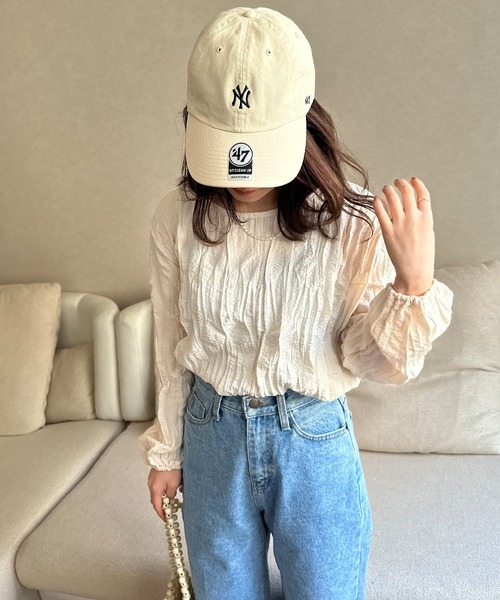 Isn't She?(イズントシー)の「クリンクルトップス(Tシャツ/カットソー・レディース・アイボリー/グリーン・FREE)」の13枚目の写真