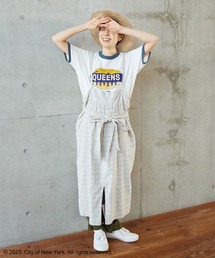 PAR ICI | 先染めチェック/ストライプ エプロンワンピース(ワンピース)